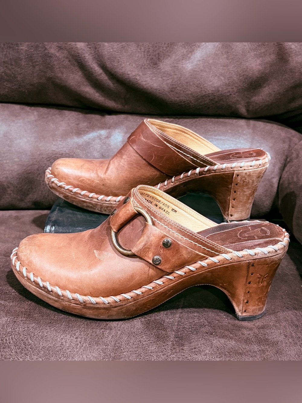 Frye Vintage Charlotte Leather Clog Mules